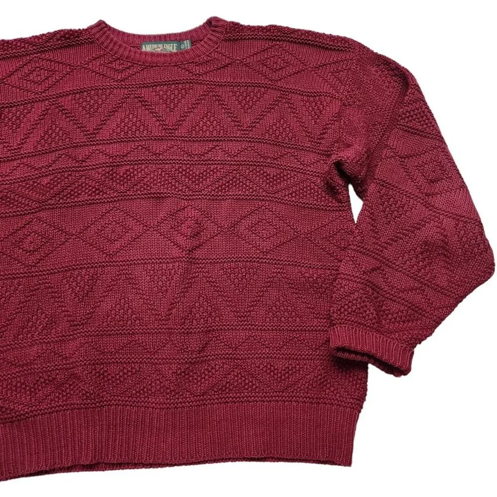 American Eagle Heavy Knitted Red Burgandy Men's Pullover Sweater